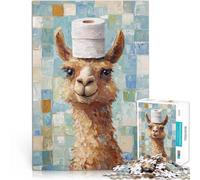 Adult Jigsaw Puzzles 1000 Pieces Llama with Toilet Paper Hat Quiz game for is ideal as a gift for the whole family 26x38cm