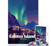 Adult Jigsaw Puzzles 1000 Pieces Lofoten Islands, Norway, Aurora Borealis Jigsaw Puzzles for Adults Difficult Challenge Train Your Brain And Hands Family Fun & Game Night (38x52cm)