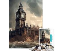 Adult Jigsaw Puzzles 1000 Pieces London Stormy Day Difficult And Challenge Improve Memory Educational Toy for Ages 14 And over (50x75cm)