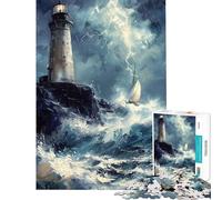 Adult Jigsaw Puzzles 1000 Pieces Maelstrom Lighthouse for Birthday, Chrismas Precision Cutting Hands-on Game for Age 14+ Game (38x52cm)