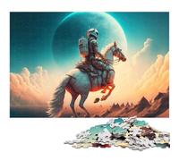 Adult Jigsaw Puzzles 1000 Pieces Majestic Astronaut Horse The Jigsaw Puzzle with Matching Poster And Trivia Sheet 1000 PCS(75x50cm)