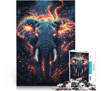 Adult Jigsaw Puzzles 1000 Pieces Majestic elephant with glow Made of cardboard for ages 14 and over Toy Intellectual Game deal as gifts for the whole family 。size:38x52cm/14.96x20.47inch
