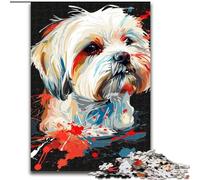 Adult Jigsaw Puzzles 1000 Pieces Maltese Dog Art Jigsaw Puzzles size 26x38cm Perfect for Christmas, Halloween, Easter, New Year