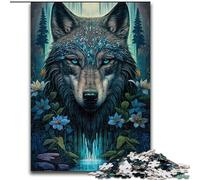 Adult Jigsaw Puzzles 1000 Pieces Mandala Wolf in Jungle Made of Wood, Interactive Family Game, Suitable for Ages 14+ 50x75cm An for Christmas Or Birthdays