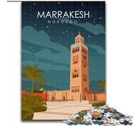 Adult Jigsaw Puzzles 1000 Pieces Marrakesh Travel Poster, Help The Brain Exercise Addictive Toys to Cultivate Patience Perfect Decoration 50x75cm