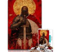 Adult Jigsaw Puzzles 1000 Pieces Medieval Knight Warrior Painting,Educational Games Home Decoration Educational Game for Birthday,Chrismas (38x26cm)
