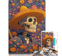 Adult Jigsaw Puzzles 1000 Pieces Mexican Skull Adult Jigsaw,Stress Reliever Difficult Challenge Unique Home Decor And Gifts 26x38cm