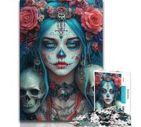 Adult Jigsaw Puzzles 1000 Pieces Mexican Style Skull Girl,Help The Brain Exercise Addictive Toys to Cultivate Patience Perfect Decoration 38x26cm