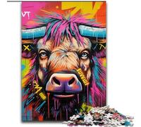 Adult Jigsaw Puzzles 1000 Pieces Mgraffiti Painting Yak Made of Wood, for Teenagers Age Group 14+, Home Decor 50x75cm Engaging Family Game Night Activity