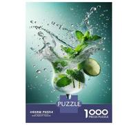 Adult Jigsaw Puzzles 1000 Pieces Mint Mojito Cocktail Recipe Jigsaws for Adults Brain Teaser Game A Work of Art Educational Challenge 52x38cm/1000pcs