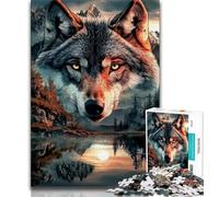 Adult Jigsaw Puzzles 1000 Pieces Mjestic Wolf Face Puzzles,Challenging Family Activity Games DIY Toy for Home Wall Decor Gifts 26x38cm