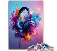 Adult Jigsaw Puzzles 1000 Pieces Modern Colorful Splash Headphones Adult Jigsaw,Educational Games Home Decoration Unique Home Decor And Gifts (75x50cm)