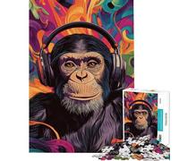 Adult Jigsaw Puzzles 1000 Pieces Monkey Beats Jigsaw Puzzles for Teenagers Pattern Assembly Difficult And Challenge Challenging Family Fun Game (Size 38x26cm)