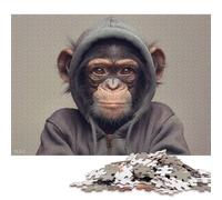 Adult Jigsaw Puzzles 1000 Pieces Monkey in A Hoodie Animal Wooden Puzzle for Adults And Teenager Sustainable Puzzle for Adults | Games 1000pcs (75x50cm)