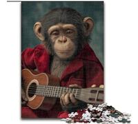 Adult Jigsaw Puzzles 1000 Pieces Monkey Playing Guitar, Family Entertainment Toys Is Ideal As Gifts for The Whole Family for 14+ (Size 26x38cm)
