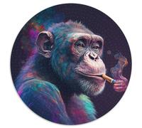 Adult Jigsaw Puzzles 1000 Pieces Monkey Round Jigsaw Puzzle 1000 Pieces Family Game Night, Home Decor & Brain Training Gift 67.5x67.5cm