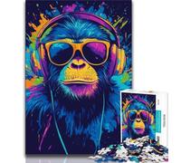 Adult Jigsaw Puzzles 1000 Pieces Monkey Wearing Glasses Puzzles,Challenging Family Activity Games DIY Toy for Home Wall Decor Gifts 26x38cm