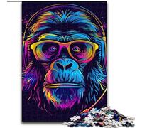 Adult Jigsaw Puzzles 1000 Pieces Monkey with Headphones Sunglasses 1000 Piece Jigsaw Family Fun Craft, Perfect for Birthdays, Holidays size 50x75cm