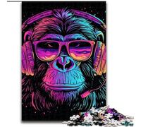 Adult Jigsaw Puzzles 1000 Pieces Monkey with Headphones Sunglasses Jigsaw Puzzles Made of Wood,Gift for Men And Women, Daily & Special Occasion 1000pcs(50x75cm)