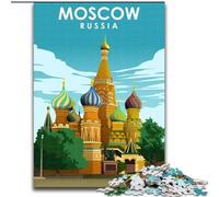 Adult Jigsaw Puzzles 1000 Pieces Moscow Russia Travel Art, Help The Brain Exercise Addictive Toys to Cultivate Patience Perfect Decoration 26x38cm