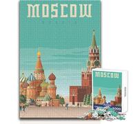 Adult Jigsaw Puzzles 1000 Pieces Moscow Travel Poster Educational Games Difficult Hard Gift For Birthdays Size 50x75cm