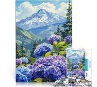 Adult Jigsaw Puzzles 1000 Pieces Mountain View with Hydrangeas Schwierig Schwer Tolles Geschenk für Spiele75x50cm
