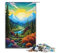 Adult Jigsaw Puzzles 1000 Pieces Mountains And Wildflowers at Sunset Home Decoration Puzzle Toys Deal As Gifts for The Whole Family 1000PCS(38x26cm)