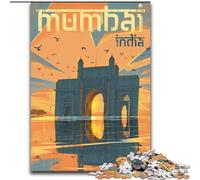 Adult Jigsaw Puzzles 1000 Pieces Mumbai Gateway, Help The Brain Exercise Addictive Toys to Cultivate Patience Perfect Decoration 26x38cm