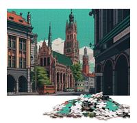 Adult Jigsaw Puzzles 1000 Pieces Munich City Pixel Art Wooden Puzzles for Adults Puzzles Brain Teaser Puzzle 1000pcs (75x50cm)