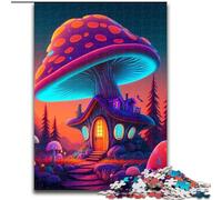 Adult Jigsaw Puzzles 1000 Pieces Mushroom House 1000-Piece Jigsaw Puzzle for Birthdays, Christmas, Halloween, Thanksgiving, Easter (Size 26x38cm)