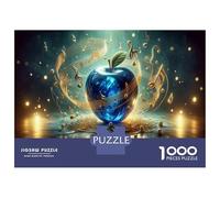 Adult Jigsaw Puzzles 1000 Pieces Music Notes Wrapped Around A Blue Apple Puzzle for Adults Relax Games But Fun And Humorous Birthday Present, Gifts, 70x50cm/1000pcs