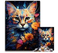 Adult Jigsaw Puzzles 1000 Pieces Mysterious Savannah Cat Difficult Puzzles for Adults Perfect for Halloween Christmas Birthday Gift 1000 PCS(38x26cm)