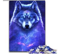 Adult Jigsaw Puzzles 1000 Pieces Mystic Space Wolf Wooden Jigsaw Puzzles for Birthdays, Christmas, Halloween, Thanksgiving, Easter Size 50X75CM