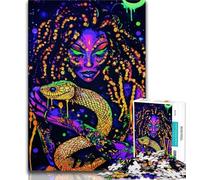 Adult Jigsaw Puzzles 1000 Pieces Neon Anime Snake Girl Adult Jigsaw,Stress Reliever Difficult Challenge Unique Home Decor And Gifts 26x38cm