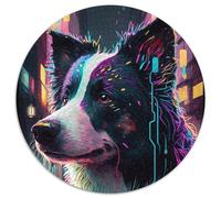 Adult Jigsaw Puzzles 1000 Pieces Neon Border Collie Jigsaw Puzzles for Adults Family Game Night, Home Decor & Brain Training Gift 67.5x67.5cm