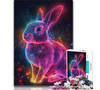 Adult Jigsaw Puzzles 1000 Pieces Neon Bunny,Help The Brain Exercise Addictive Toys to Cultivate Patience Gift For Birthdays (38x26cm)