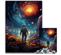 Adult Jigsaw Puzzles 1000 Pieces Neon Landscape Colorful Psychedelic Astronaut Difficult Puzzles for Adults Perfect for Halloween Christmas Birthday Gift 1000 PCS(75x50cm)
