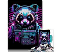 Adult Jigsaw Puzzles 1000 Pieces Neon Panda 1000 Piece Puzzle,Challenging Family Activity Games DIY Toy for Home Wall Decor Gifts (size 38x26cm)
