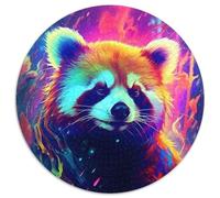 Adult Jigsaw Puzzles 1000 Pieces Neon Red Panda 1000Pc Adults Round Jigsaw Puzzle Family Fun Activity, Brain Challenge, for Teenager (Size 67.5x67.5cm)