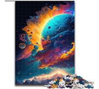 Adult Jigsaw Puzzles 1000 Pieces Neon Space Planets Made of Wood, for Ages 14+ 50x75cm Challenging Brain Teaser - Relaxing Toy for Teenagers