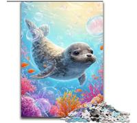 Adult Jigsaw Puzzles 1000 Pieces Ocean Seal, Suitable for Ages 14 And Up Home Educational Games DIY Toys Artwork Gift (Size 50x75cm)