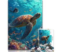 Adult Jigsaw Puzzles 1000 Pieces Ocean Turtle Puzzles for Teenagers,Stress Reliever Difficult Challenge Unique Home Decor And Gifts 50x75cm