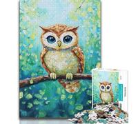 Adult Jigsaw Puzzles 1000 Pieces Owl Standing on A Tree Puzzles,Challenging Family Activity Games DIY Toy for Home Wall Decor Gifts 26x38cm