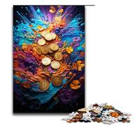 Adult Jigsaw Puzzles 1000 Pieces Painting of Colored Gold Coins Home Decoration Puzzle Toys Deal As Gifts for The Whole Family 1000 PCS(75x50cm)
