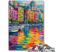 Adult Jigsaw Puzzles 1000 Pieces Painting of Napoli Italy Waterfront Help The Brain Exercise Addictive Toys to Cultivate Patience Perfect Decoration 38x26cm