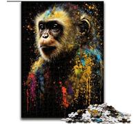 Adult Jigsaw Puzzles 1000 Pieces Paintsplash Monkey Impossible Jigsaw Puzzles for Adults Home Decor Gift, Brain Teaser Game (Size 26x38cm)