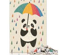Adult Jigsaw Puzzles 1000 Pieces Panda with Umbrella in Rain Puzzles Jigsaw Puzzles for Adults Educational Game Challenge Toy 1000pcs (75x50cm)