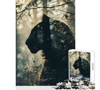 Adult Jigsaw Puzzles 1000 Pieces Panther Double Exposure Jigsaws for Adults Puzzle Pattern Assembly Fun Activities at Home Birthday And Unique Gifts (50x75cm)