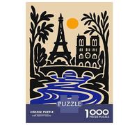 Adult Jigsaw Puzzles 1000 Pieces Paris, France Illustration with Eiffel Tower Jigsaws for Adults Fun Games But Fun And Humorous Challenging To Complete 52x38cm/1000pcs
