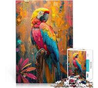 Adult Jigsaw Puzzles 1000 Pieces Parrot Oil Painting Made of cardboard for and from 14 years and over Anti-stress educational toy Birthday gift, gifts, wall art。size：38x52cm/14.96x20.47inch